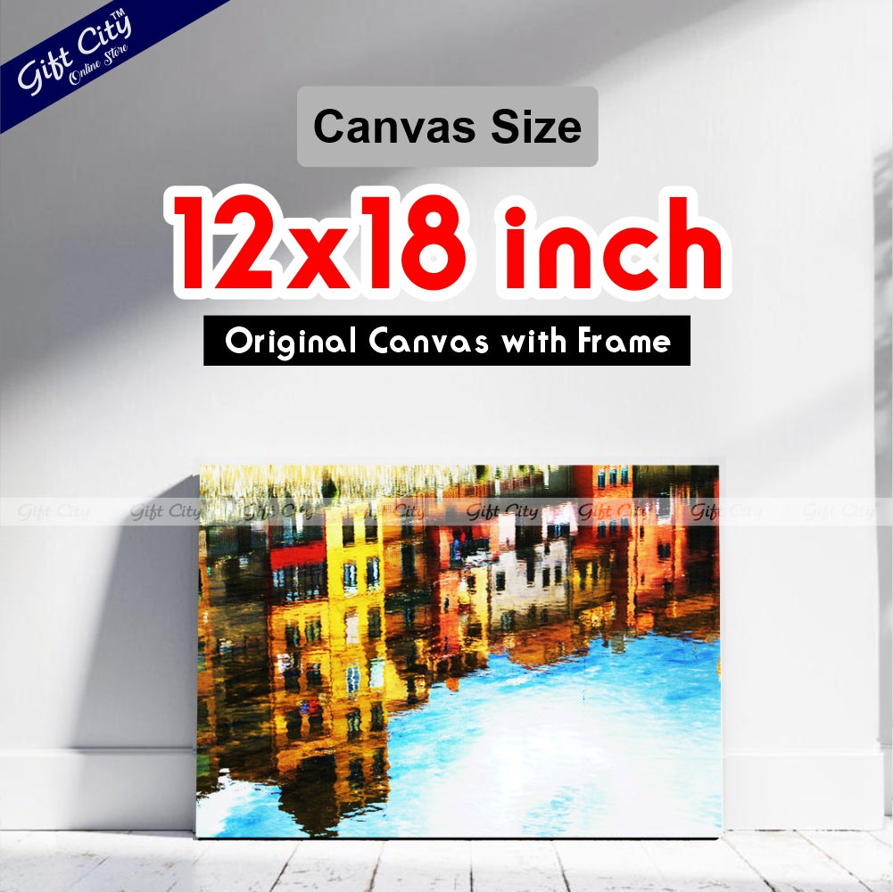 Building Reflection in Water Canvas Painting - Gift City - Gift City Online Store