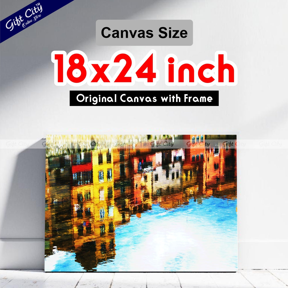 Building Reflection in Water Canvas Painting - Gift City - Gift City Online Store
