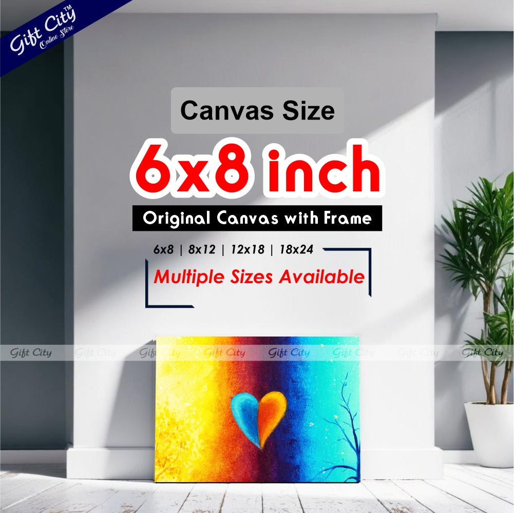 Colorful Heart Abstract Art Canvas Painting Digital Art for Home Décor - Gift City
