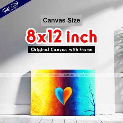Colorful Heart Abstract Art Canvas Painting Digital Art for Home Décor - Gift City
