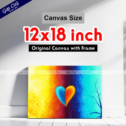 Colorful Heart Abstract Art Canvas Painting Digital Art for Home Décor - Gift City