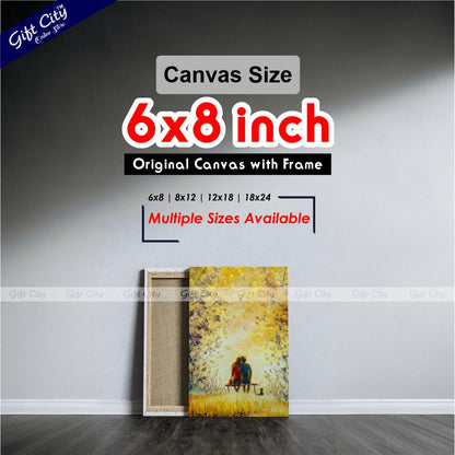 Couple In Park Palette Knife Art Canvas Painting Digital Art for Home Décor - Gift City