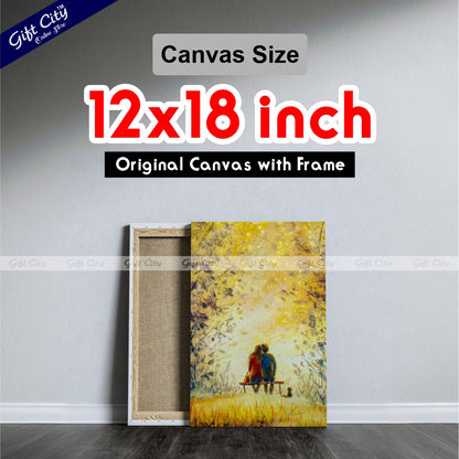 Couple In Park Palette Knife Art Canvas Painting Digital Art for Home Décor - Gift City