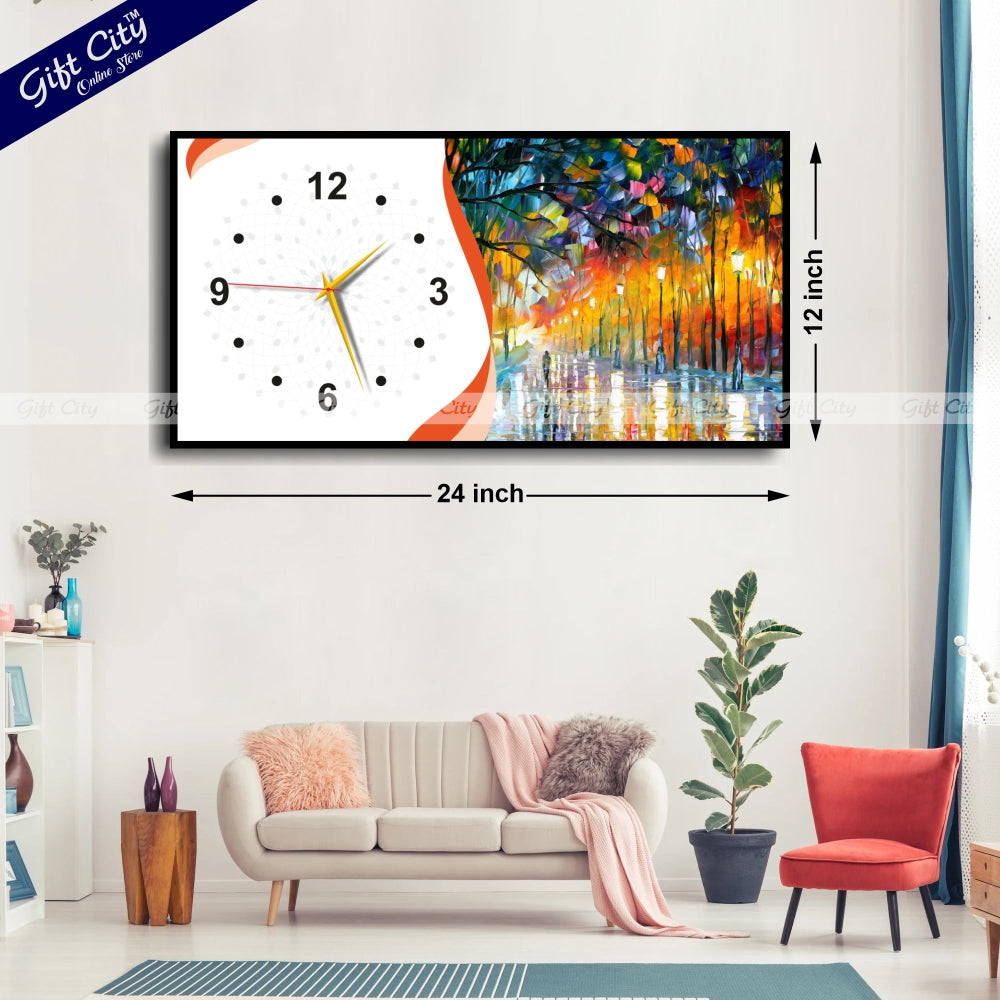 Gift City High-End Wooden Wall Clock with Digital Print - Perfect for Home Decor - 12x24 inch