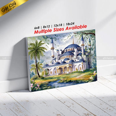 Gift City Presents Grand Islamic Mosque Wall Art | Ottoman Architecture | Blue Dome | Elegant Decor | Multiple Sizes Wall Hanging - Gift City Online Store