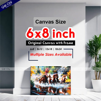 Horse Running in Waterfall Canvas Painting - Gift City
