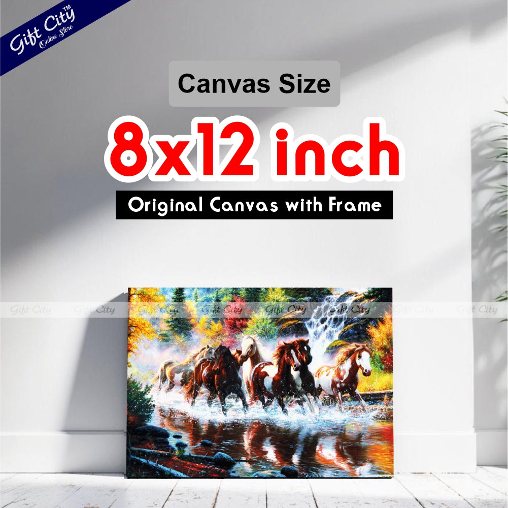 Horse Running in Waterfall Canvas Painting - Gift City