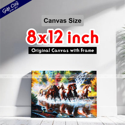 Horse Running in Waterfall Canvas Painting - Gift City