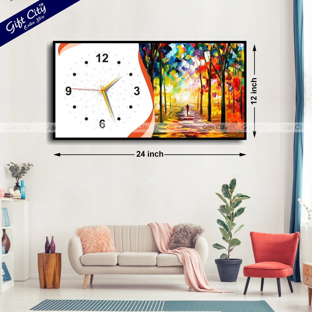 Gift City Classic Wooden Wall Clock with Artistic Digital Design - Suitable for Any Room - 12x24 inch