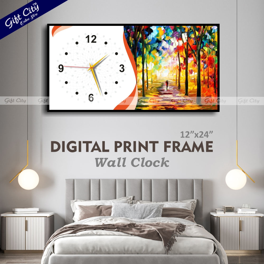 Gift City Classic Wooden Wall Clock with Artistic Digital Design - Suitable for Any Room - 12x24 inch