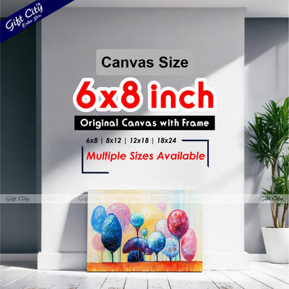Ornamental Trees in Park Abstract Canvas Painting - Gift City