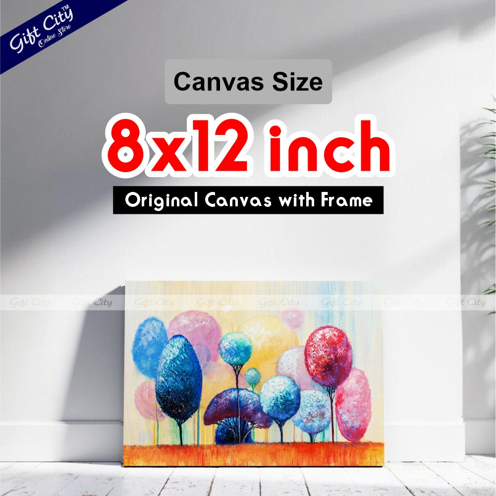 Ornamental Trees in Park Abstract Canvas Painting - Gift City