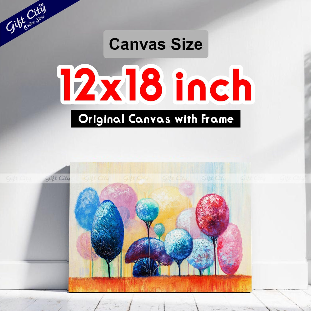 Ornamental Trees in Park Abstract Canvas Painting - Gift City
