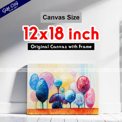 Ornamental Trees in Park Abstract Canvas Painting - Gift City