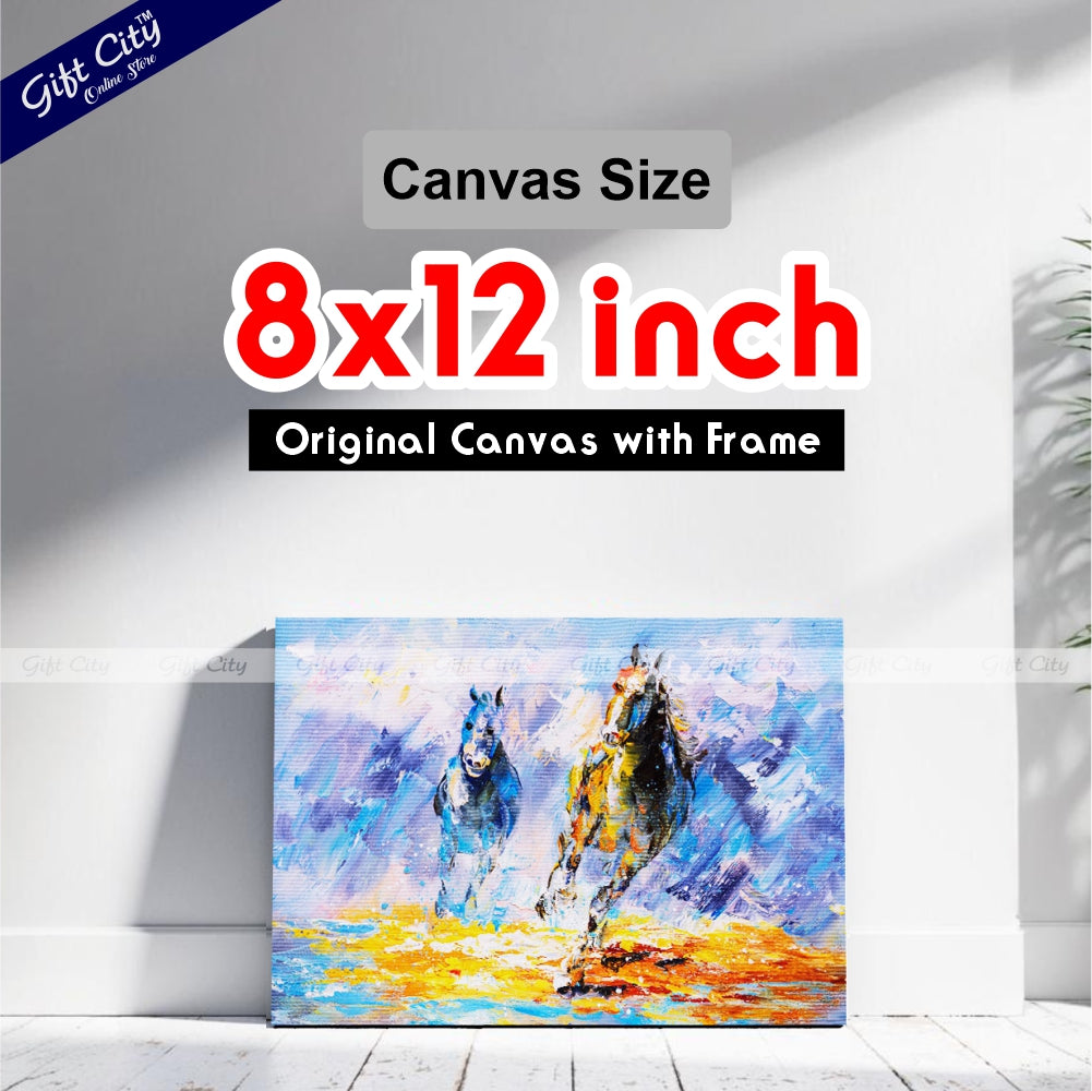 Running Horses Canvas Painting Wall Hanging - Gift City