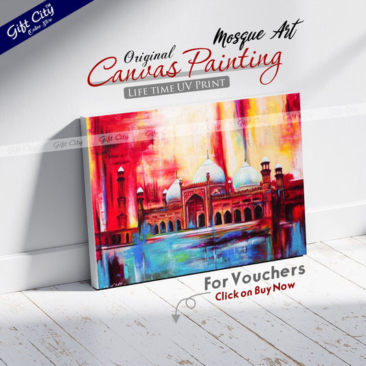 Side View Of Mosque Art Islamic Canvas Painting Digital Art for Home Décor Wall Hanging- Gift City