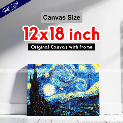Starry Night Canvas Painting Wall Hanging Wall Hanging- Gift City