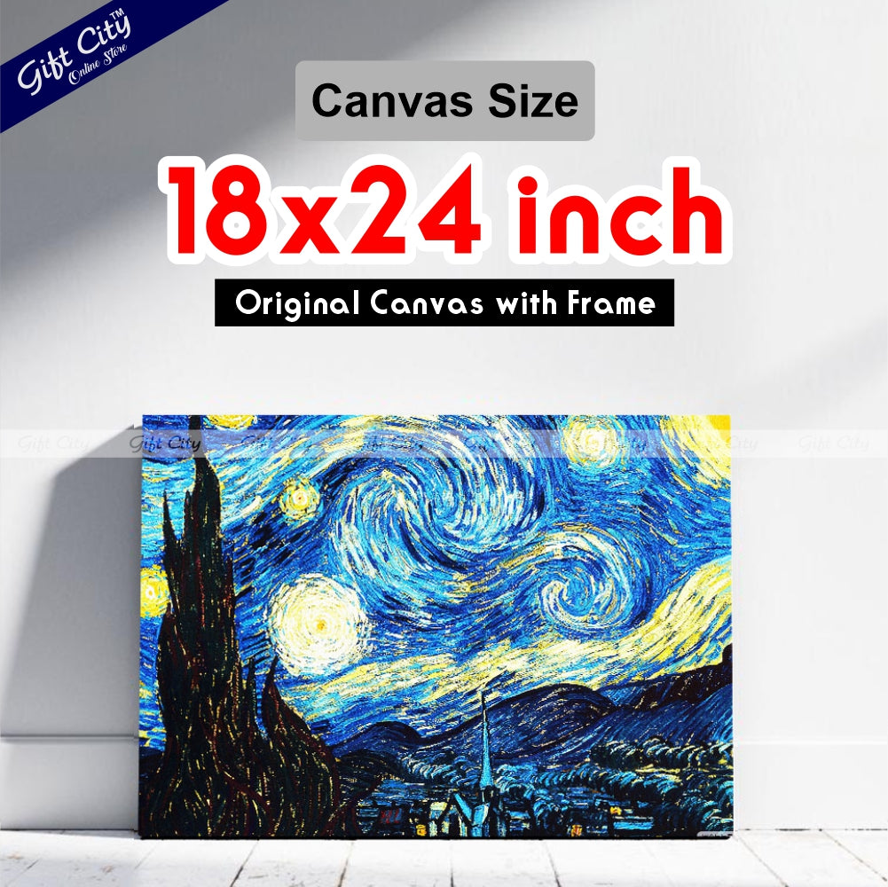 Starry Night Canvas Painting Wall Hanging Wall Hanging- Gift City