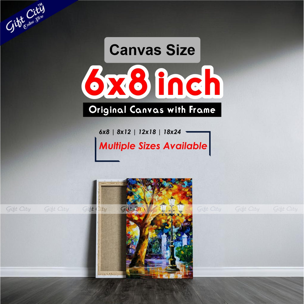 Street Light & Tree Romantic Aura Palette Knife Oil Painting Wall Hanging - Gift City