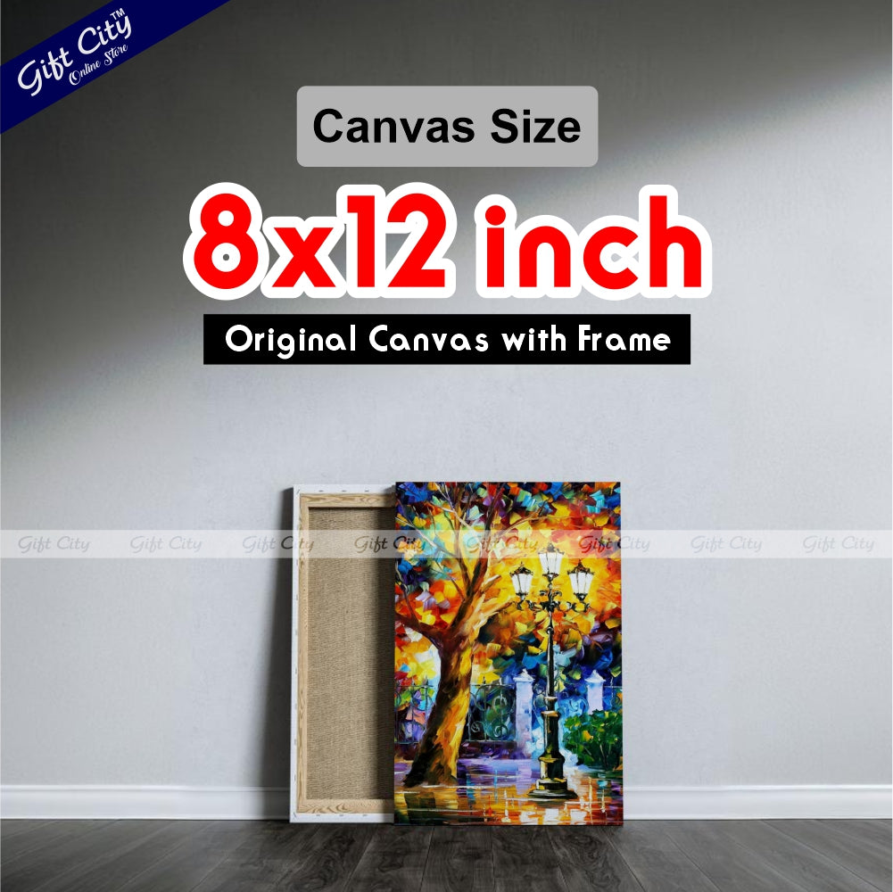 Street Light & Tree Romantic Aura Palette Knife Oil Painting Wall Hanging - Gift City