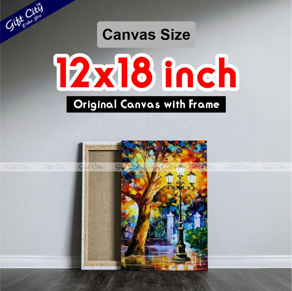 Street Light & Tree Romantic Aura Palette Knife Oil Painting Wall Hanging - Gift City