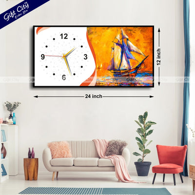Gift City Sleek Wooden Digital Print Wall Clock - Great for Home and Office - 12x24 inch - Gift City Online Store