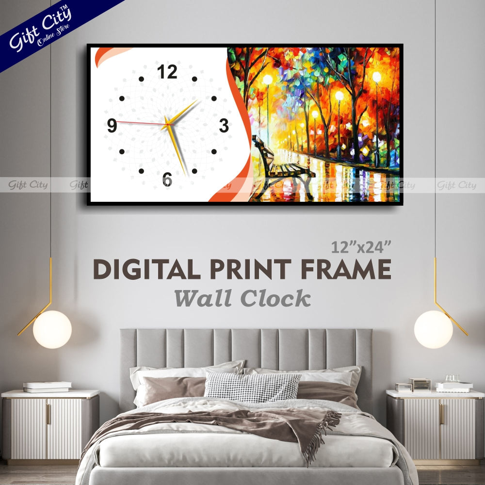 Gift City Contemporary Wooden Frame Wall Clock with Bright Colors - Ideal for Any Space - 12x24 inch