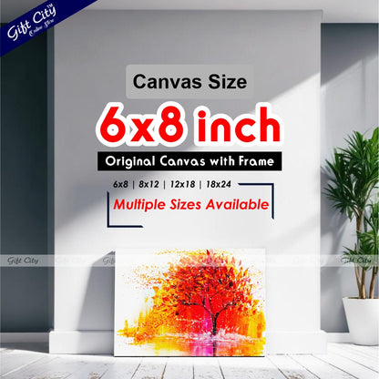 Winter Tree Abstract Art Canvas Painting Digital Art for Home Décor Wall Hanging - Gift City