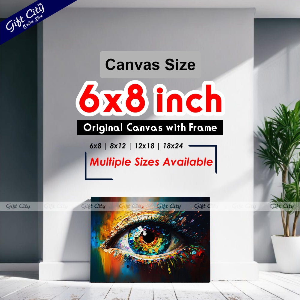 Gift City Presents the Beauty of Abstract Eye Art with This Multicolored Oil Painting Canvas – A Stunning Conceptual Closeup of Artistic Detail and Expression