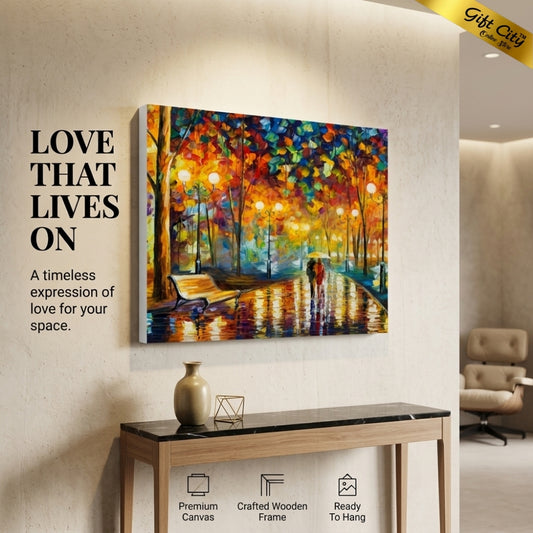 Romantic Couple Walking Palette Knife Canvas Painting | Couple Love Wall Art for Home & Bedroom Decor
