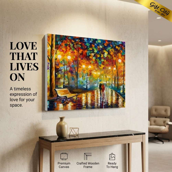 Romantic Couple Walking Palette Knife Canvas Painting | Couple Love Wall Art for Home & Bedroom Decor