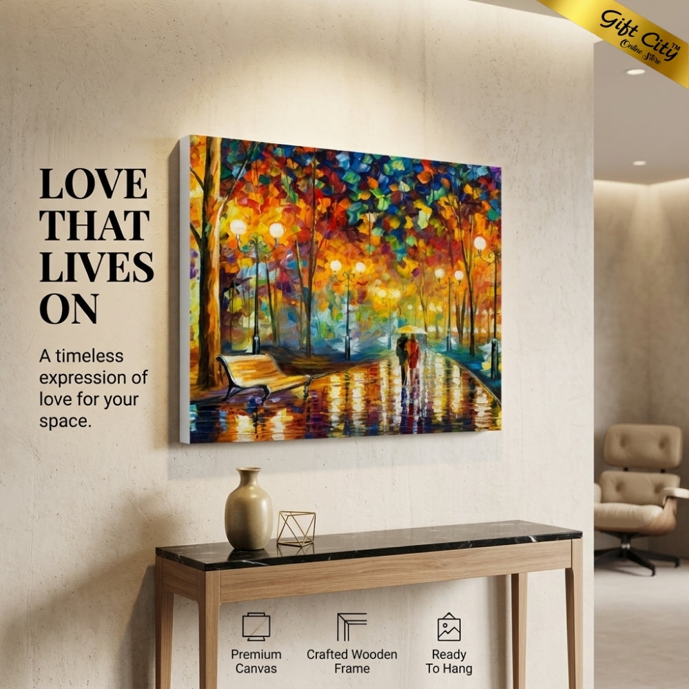 Romantic Couple Walking Palette Knife Canvas Painting | Couple Love Wall Art for Home & Bedroom Decor