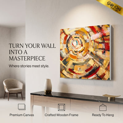 Book Library Abstract Canvas Painting | Modern Bookshelf Wall Art for Home & Office Decor