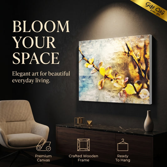 Floral Canvas Painting Wall Art with Wooden Frame | Flower Painting for Home Decor