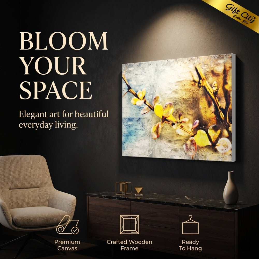 Floral Canvas Painting Wall Art with Wooden Frame | Flower Painting for Home Decor
