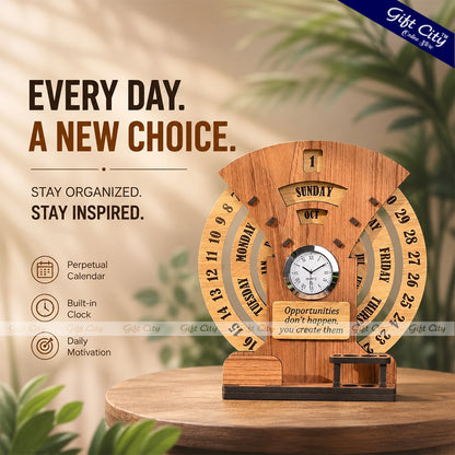 Gift City Presents Infinite Circular Calendar with Pen and Card Holder | Desk Accessories & Corporate Gift