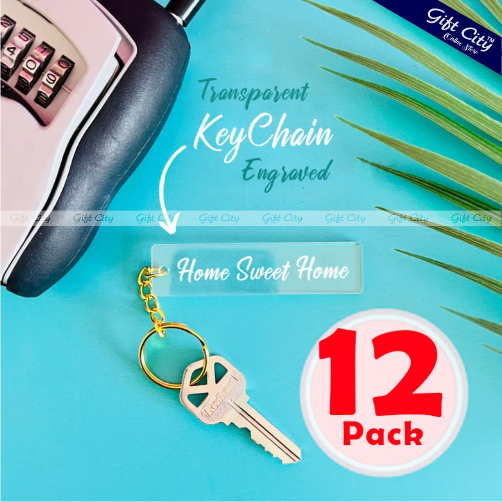 Gift City Presents Home Sweet Home Engraved Acrylic Transparent Key Chain for Home and Office Keys