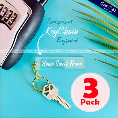 Gift City Presents Home Sweet Home Engraved Acrylic Transparent Key Chain for Home and Office Keys