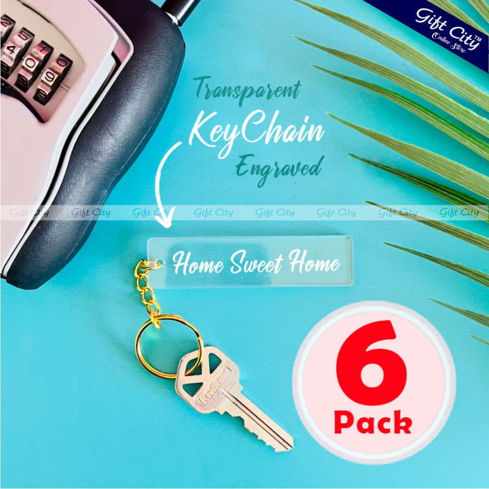 Gift City Presents Home Sweet Home Engraved Acrylic Transparent Key Chain for Home and Office Keys