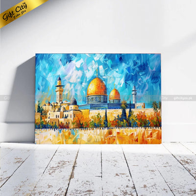 UV Printed Oil Painting Canvas | Dome of the Rock Islamic Wall Art | High-Quality Artwork for Home & Office Decor | Multiple Sizes Available Wall Hanging - Gift City Online Store