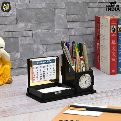 Gift City Presents Compact Desk Organizer with Clock & 2024 Calendar | Desk Accessories, Corporate Gift