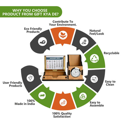 Gift City Presents Compact Desk Organizer with Clock & 2024 Calendar | Desk Accessories, Corporate Gift