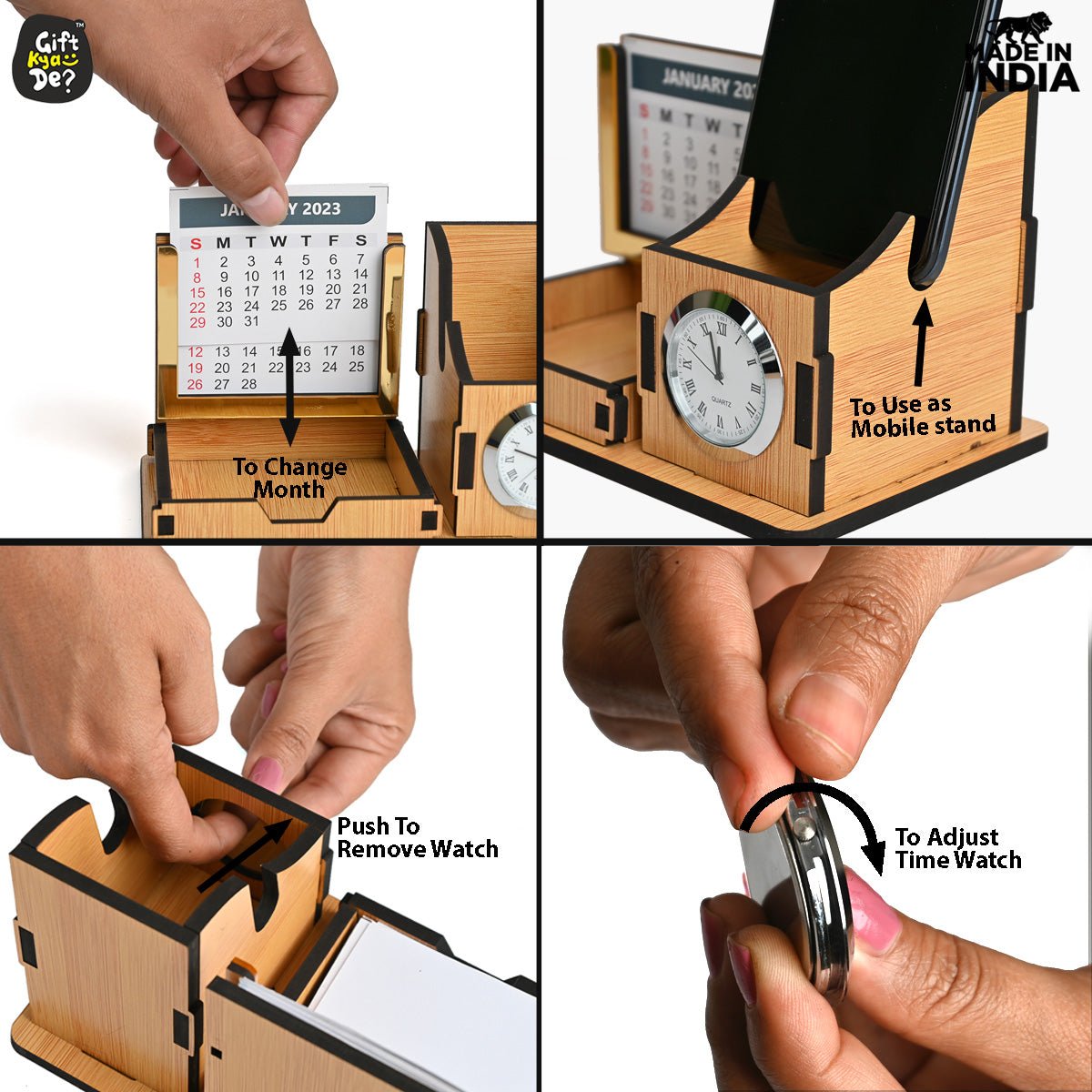 Gift City Presents Compact Desk Organizer with Clock & 2024 Calendar | Desk Accessories, Corporate Gift