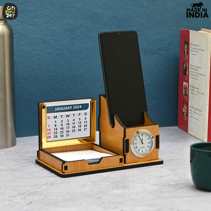 Gift City Presents Compact Desk Organizer with Clock & 2024 Calendar | Desk Accessories, Corporate Gift