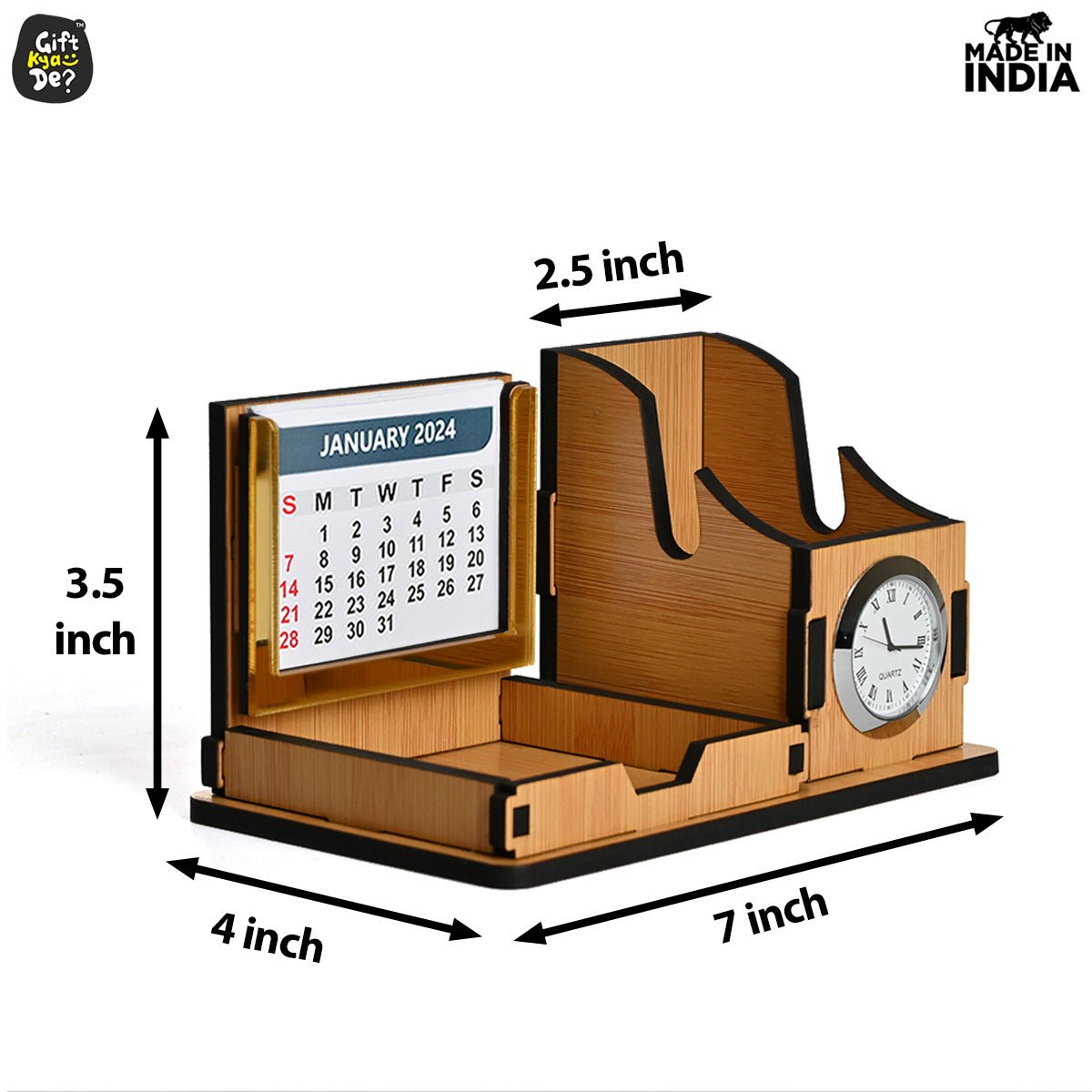 Gift City Presents Compact Desk Organizer with Clock & 2024 Calendar | Desk Accessories, Corporate Gift