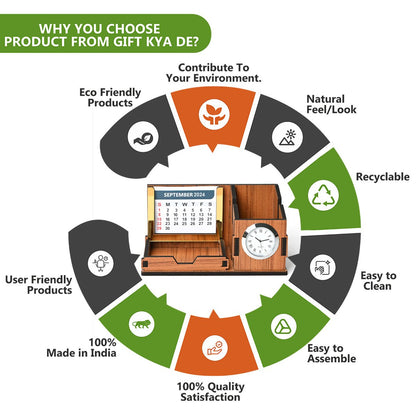 Gift City Presents Compact Desk Organizer with Clock & 2024 Calendar | Desk Accessories, Corporate Gift