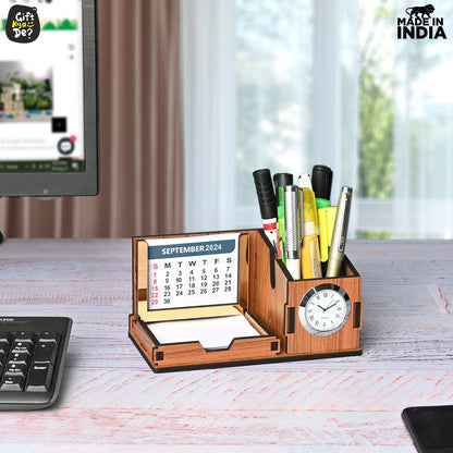 Gift City Presents Compact Desk Organizer with Clock & 2024 Calendar | Desk Accessories, Corporate Gift