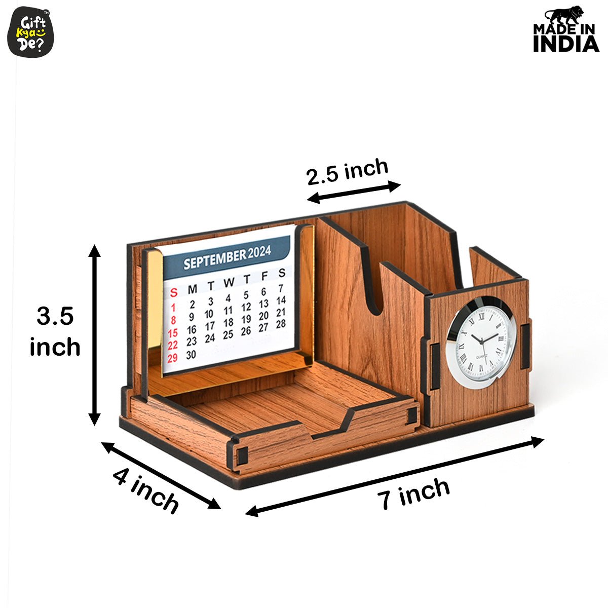 Gift City Presents Compact Desk Organizer with Clock & 2024 Calendar | Desk Accessories, Corporate Gift