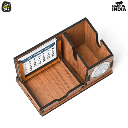 Gift City Presents Compact Desk Organizer with Clock & 2024 Calendar | Desk Accessories, Corporate Gift