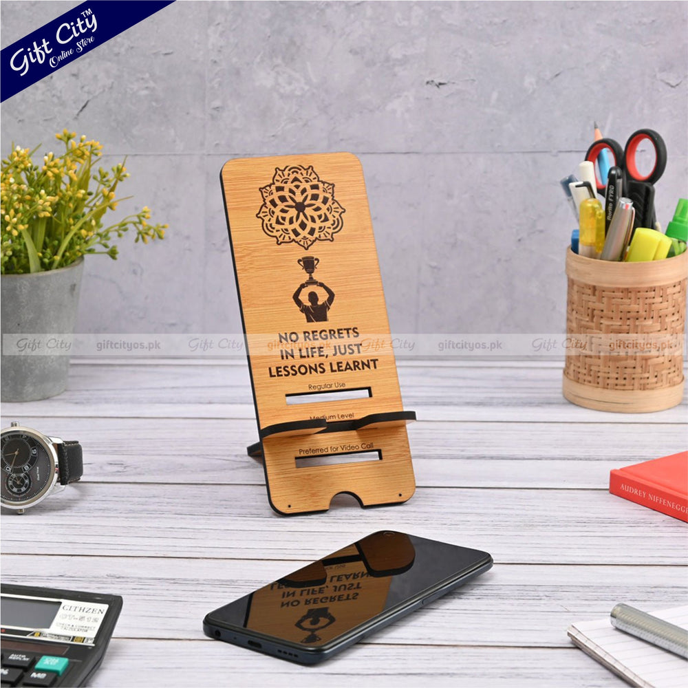 Customizable Wooden Mobile Stand – Sleek, Portable & Multi-Functional - Gift City Online Store